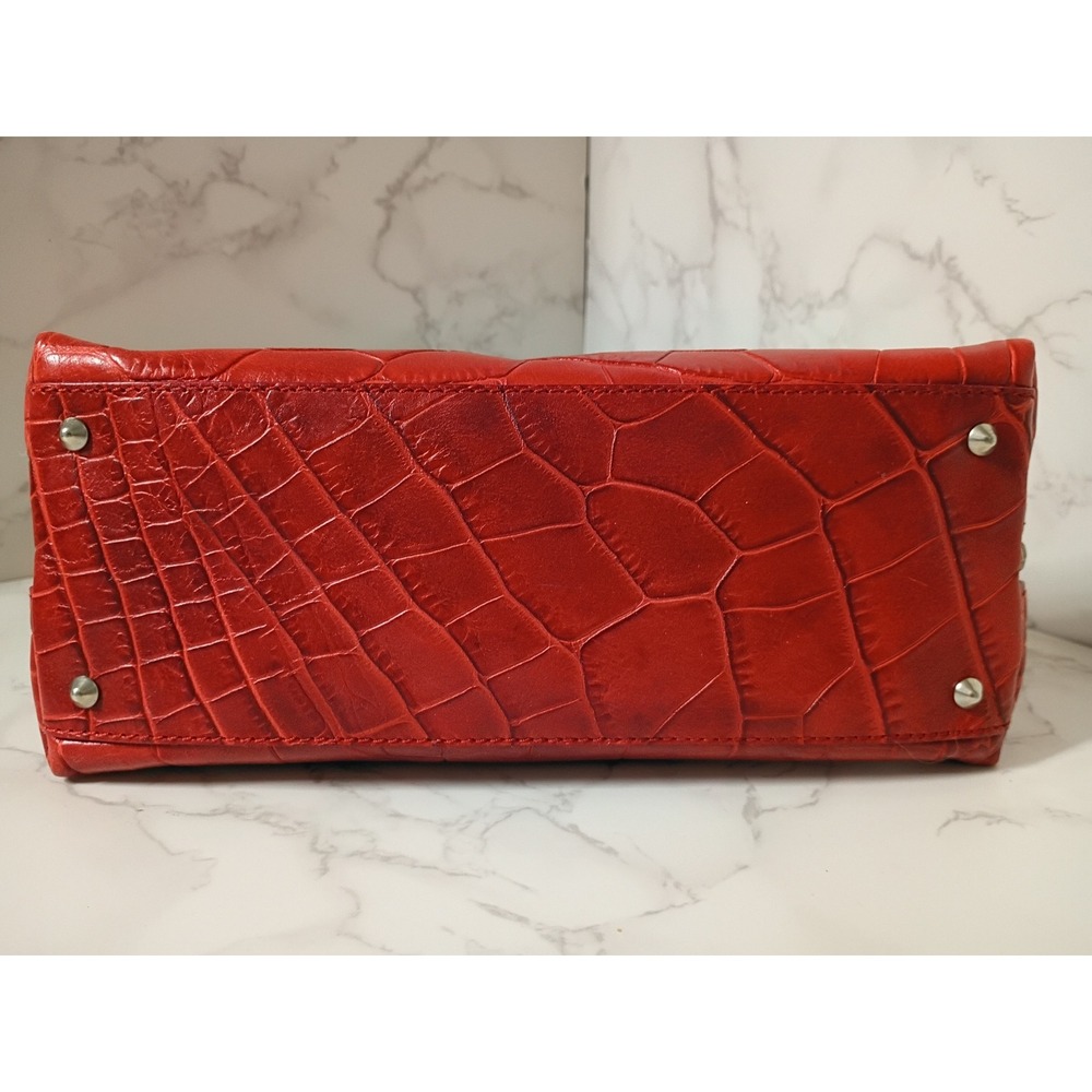 FURLA Vintage Red Crocodile-Embossed Leather Handbag - EUC - Picture 5 of 8